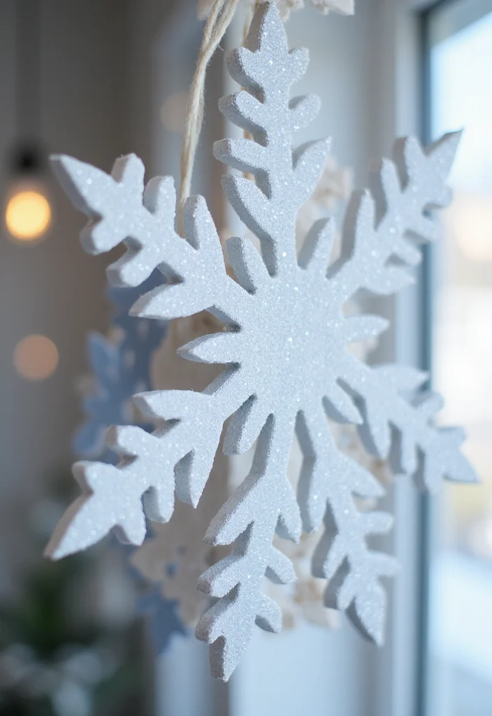 Dollar Tree DIY Christmas Decor: A Budget-Friendly Guide with 19 Holiday Ideas - 1. Sparkling Snowflake Wall Hangings