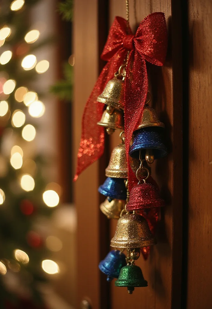 Dollar Tree DIY Christmas Decor: A Budget-Friendly Guide with 19 Holiday Ideas - 17. Glittery Jingle Bell Door Hanger