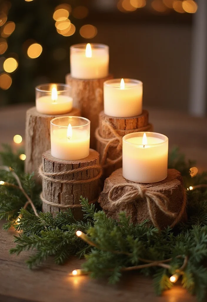 Dollar Tree DIY Christmas Decor: A Budget-Friendly Guide with 19 Holiday Ideas - 18. Rustic Candle Holders from Dollar Tree