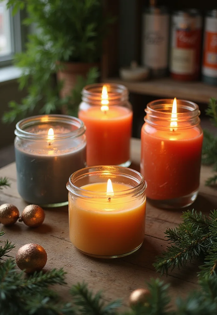 Dollar Tree DIY Christmas Decor: A Budget-Friendly Guide with 19 Holiday Ideas - 3. DIY Jar Candles for Cozy Ambiance