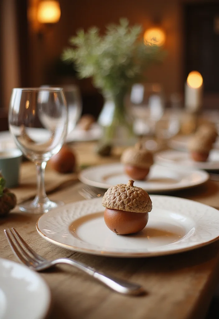 Dollar Tree Thanksgiving Decor DIY: A Cozy Fall Guide with 20 Festive Inspirations - 12. Acorn Place Settings