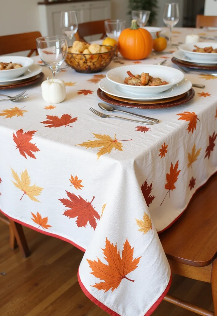 Dollar Tree Thanksgiving Decor DIY: A Cozy Fall Guide with 20 Festive Inspirations - 17. Thanksgiving Themed Tablecloths