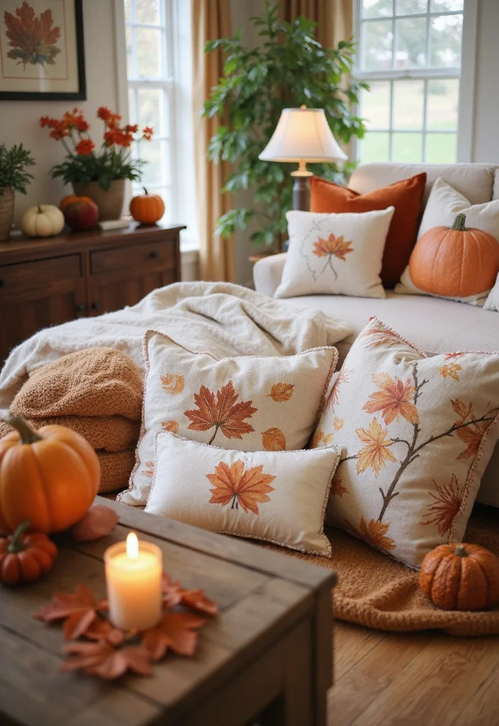 Dollar Tree Thanksgiving Decor DIY: A Cozy Fall Guide with 20 Festive Inspirations - 19. Seasonal Themed Pillows