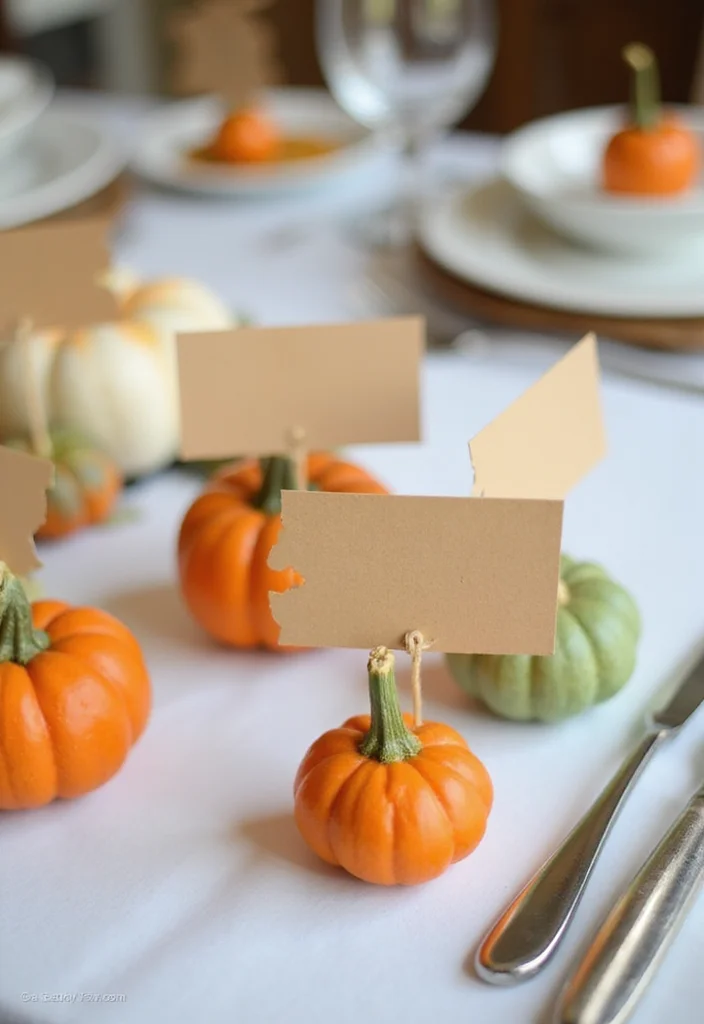 Dollar Tree Thanksgiving Decor DIY: A Cozy Fall Guide with 20 Festive Inspirations - 9. Mini Pumpkin Place Settings
