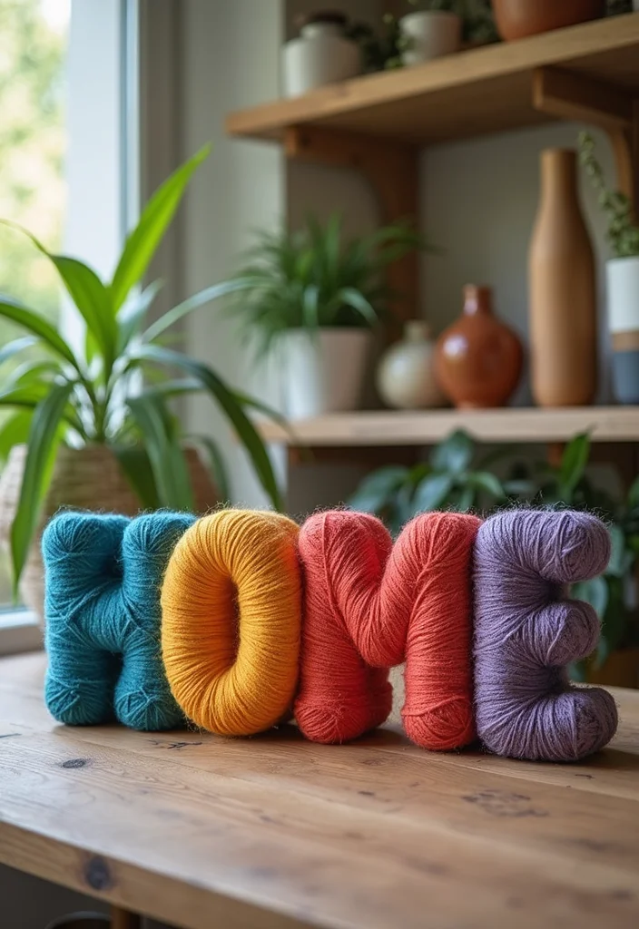 Dollar Tree Wall Decor DIY: A Creative Budget Guide with 18 Affordable Ideas - 2. Yarn-Wrapped Letters