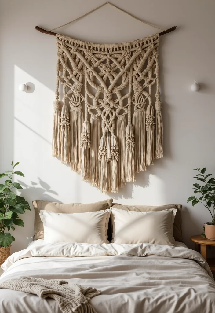 Easy DIY Bedroom Decor Ideas: A Cozy Guide with 20 Stylish Inspirations - 1. Macramé Wall Hanging