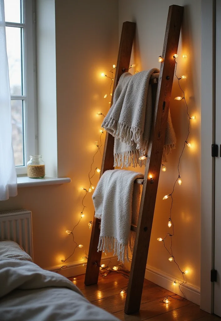 Easy DIY Bedroom Decor Ideas: A Cozy Guide with 20 Stylish Inspirations - 15. Decorative Ladder