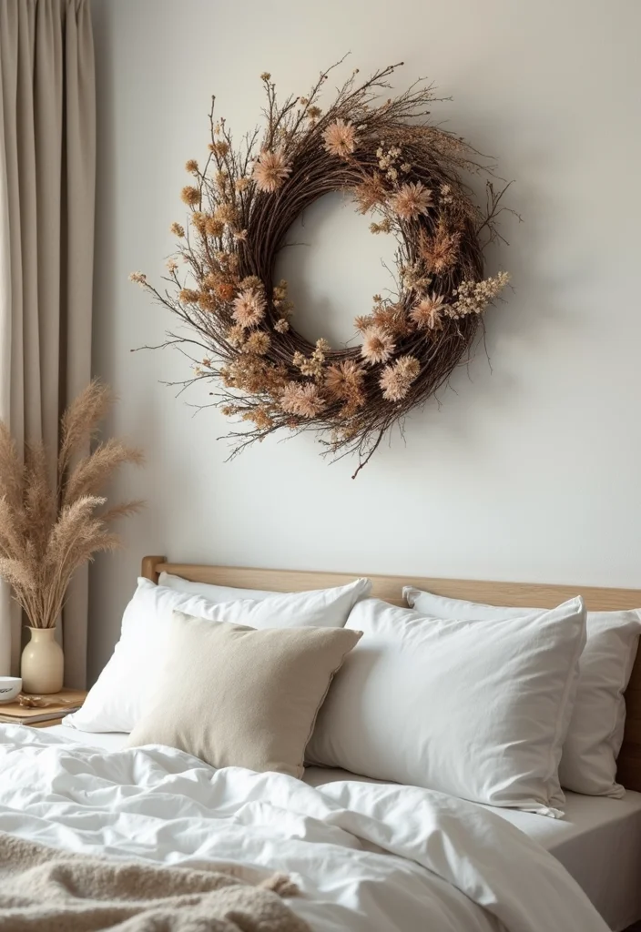 Easy DIY Bedroom Decor Ideas: A Cozy Guide with 20 Stylish Inspirations - 17. DIY Earthy Wreath