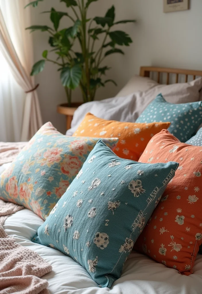 Easy DIY Bedroom Decor Ideas: A Cozy Guide with 20 Stylish Inspirations - 4. Recycled Fabric Pillow Covers