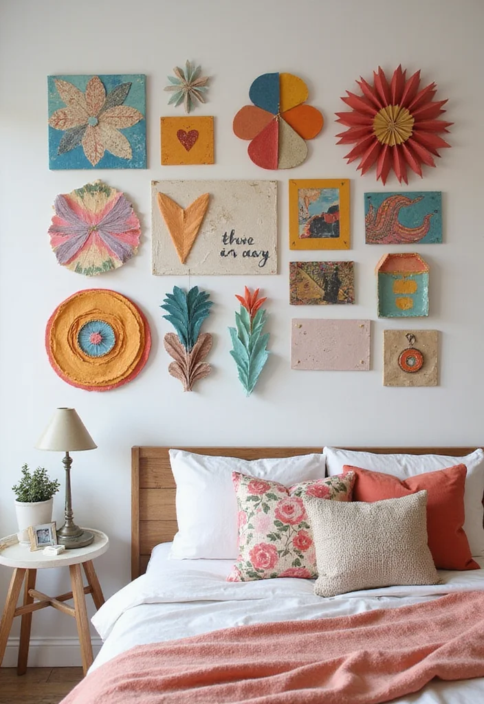 Easy DIY Bedroom Decor Ideas: A Cozy Guide with 20 Stylish Inspirations - 9. Recycled Paper Wall Decor