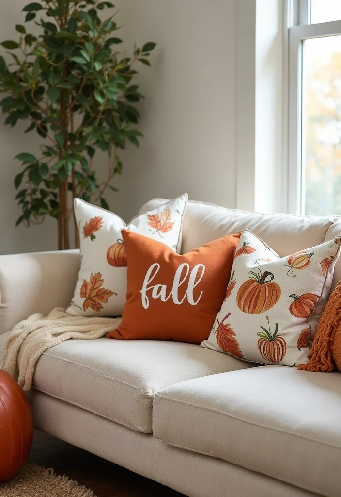Fall Dollar Tree DIY Decor: A Budget-Friendly Guide with 19 Seasonal Concepts - 13. Autumn-themed Throw Pillows