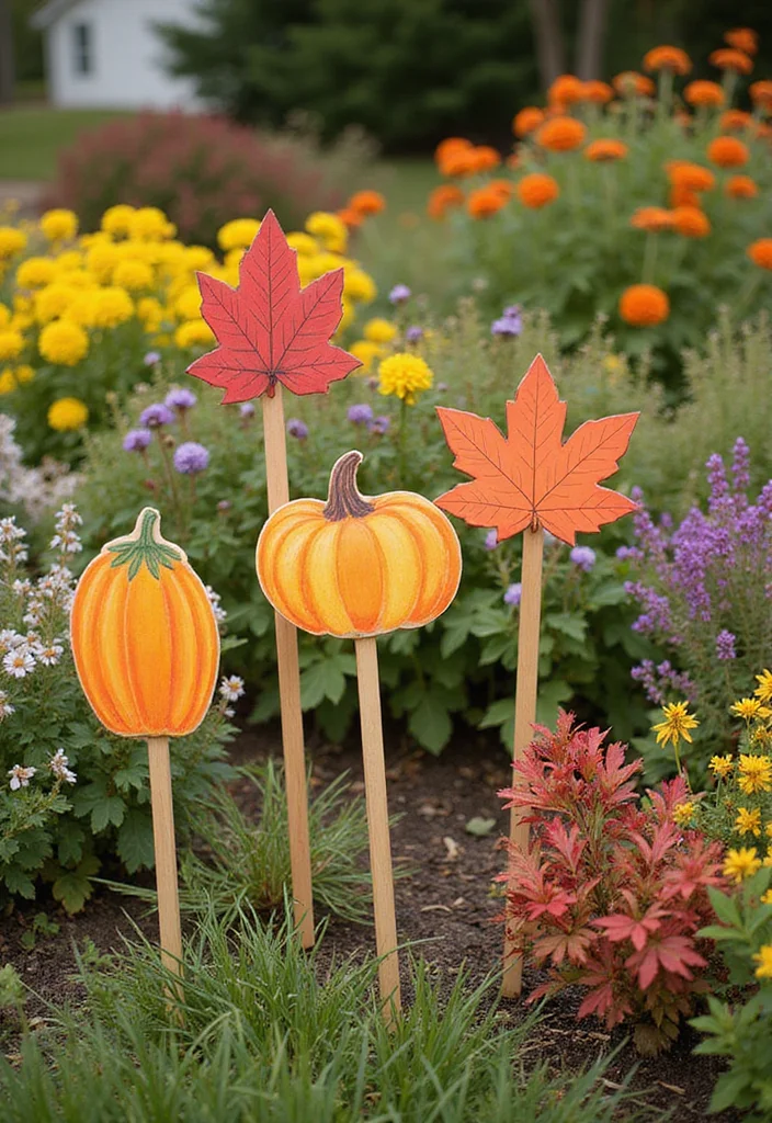 Fall Dollar Tree DIY Decor: A Budget-Friendly Guide with 19 Seasonal Concepts - 15. Garden Stake Decorations