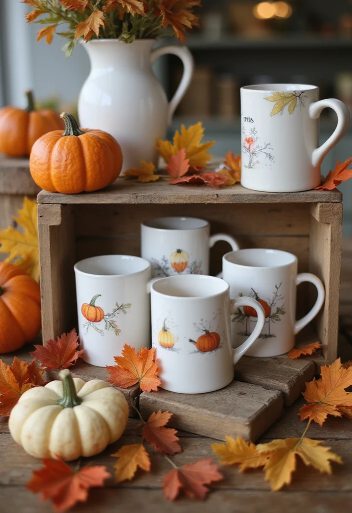 Fall Dollar Tree DIY Decor: A Budget-Friendly Guide with 19 Seasonal Concepts - 8. Fall Mugs Display
