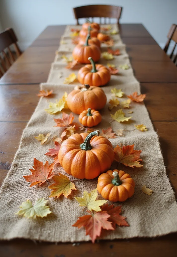 Fall Dollar Tree DIY Decor: A Budget-Friendly Guide with 19 Seasonal Concepts - 9. Autumn Themed Table Runner