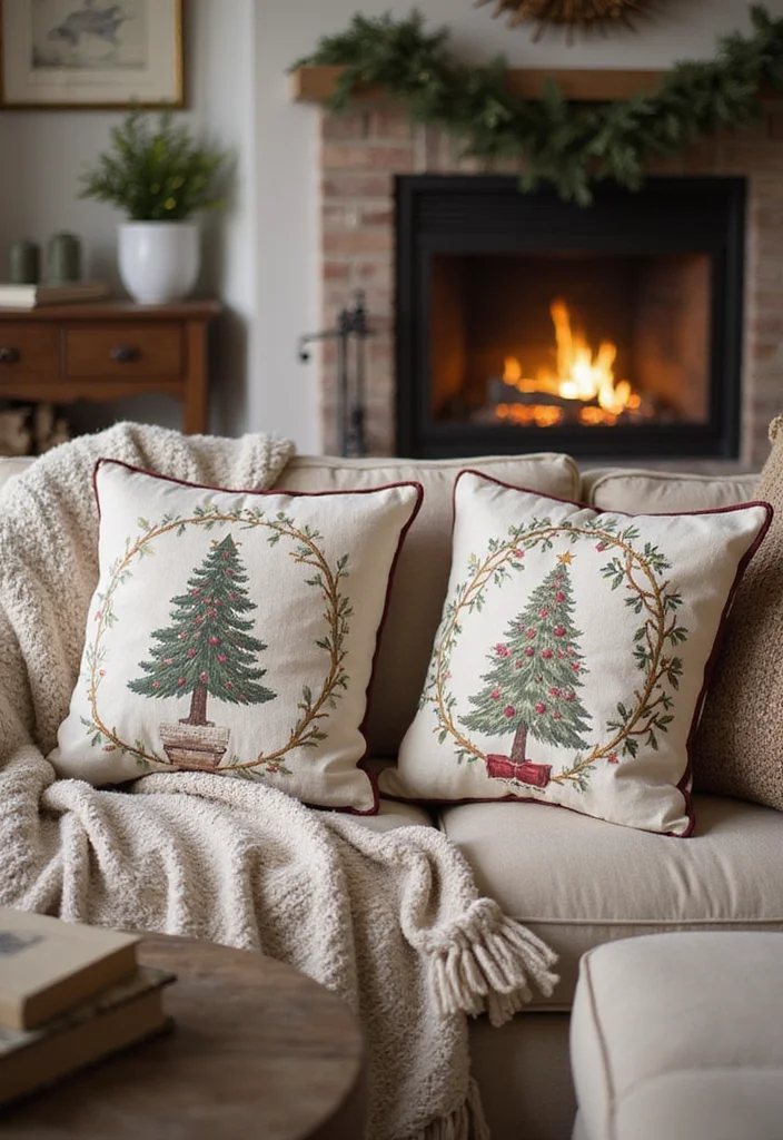 Farmhouse Christmas Decor Ideas DIY: A Warm Rustic Guide with 18 Holiday Concepts - 14. Farmhouse Style Pillow Covers