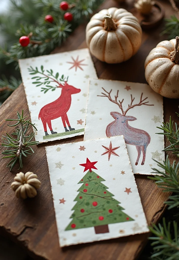 Farmhouse Christmas Decor Ideas DIY: A Warm Rustic Guide with 18 Holiday Concepts - 17. DIY Holiday Greeting Cards