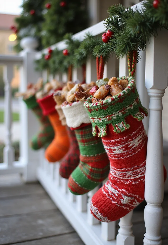 Front Porch Christmas Decor Ideas DIY: A Warm & Welcoming Guide with 18 Festive Inspirations - 11. Christmas Stockings