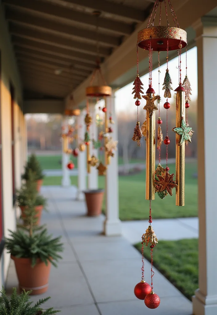 Front Porch Christmas Decor Ideas DIY: A Warm & Welcoming Guide with 18 Festive Inspirations - 18. Festive Wind Chimes