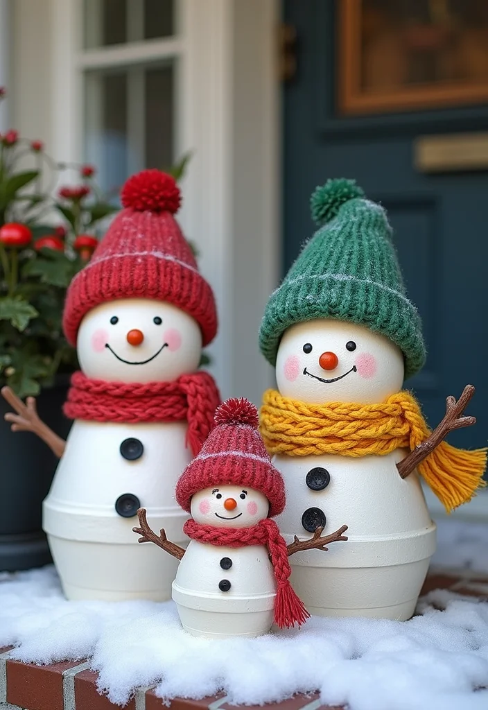 Front Porch Christmas Decor Ideas DIY: A Warm & Welcoming Guide with 18 Festive Inspirations - 5. DIY Snowman Family