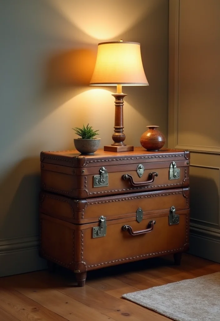 Home Decor DIY Ideas Creative Crafts: A Fun Guide with 19 Artistic Inspirations - 1. Vintage Suitcase Table