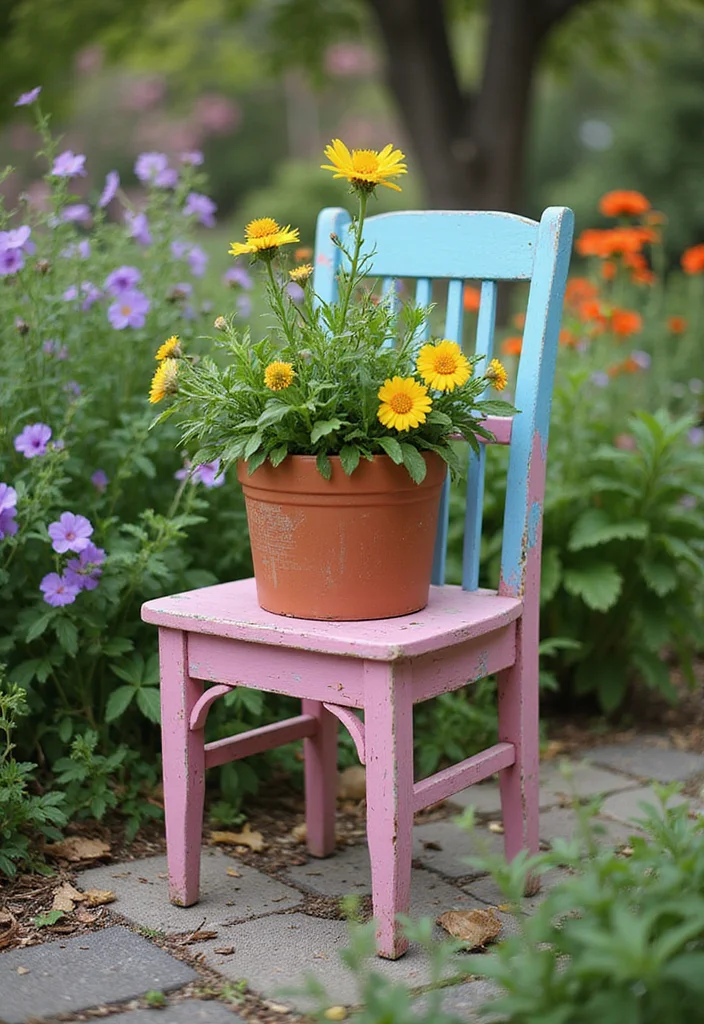 Home Decor DIY Ideas Creative Crafts: A Fun Guide with 19 Artistic Inspirations - 11. Upcycled Chair Planters