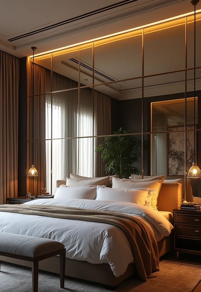 Mirror Wall Decor Bedroom DIY: An Elegant Guide with 18 Reflective Inspirations - 10. Mirrored Accent Wall