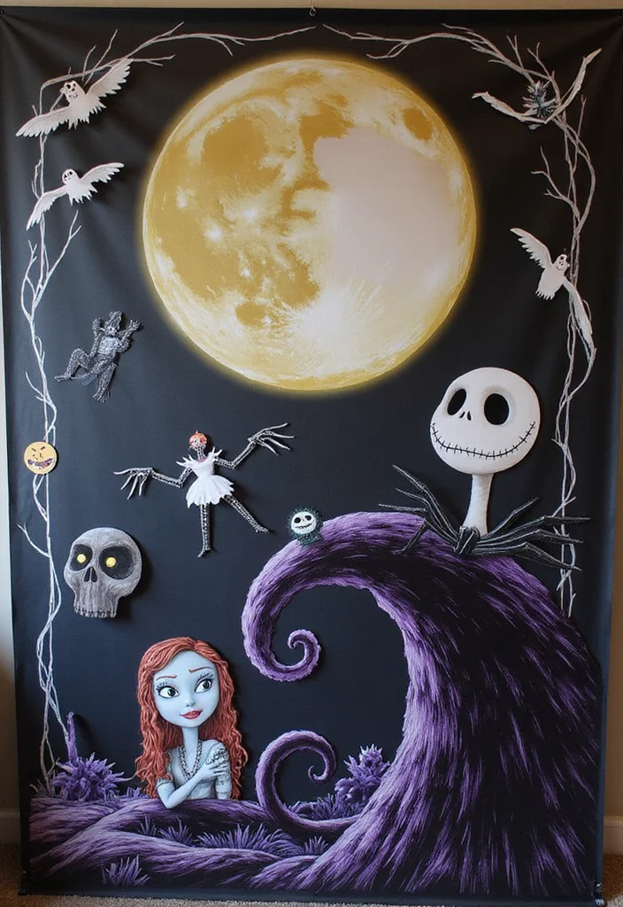 Nightmare Before Christmas DIY Decor: A Spooky Holiday Guide with 19 Fun Inspirations - 13. Spooky Photo Booth Backdrop