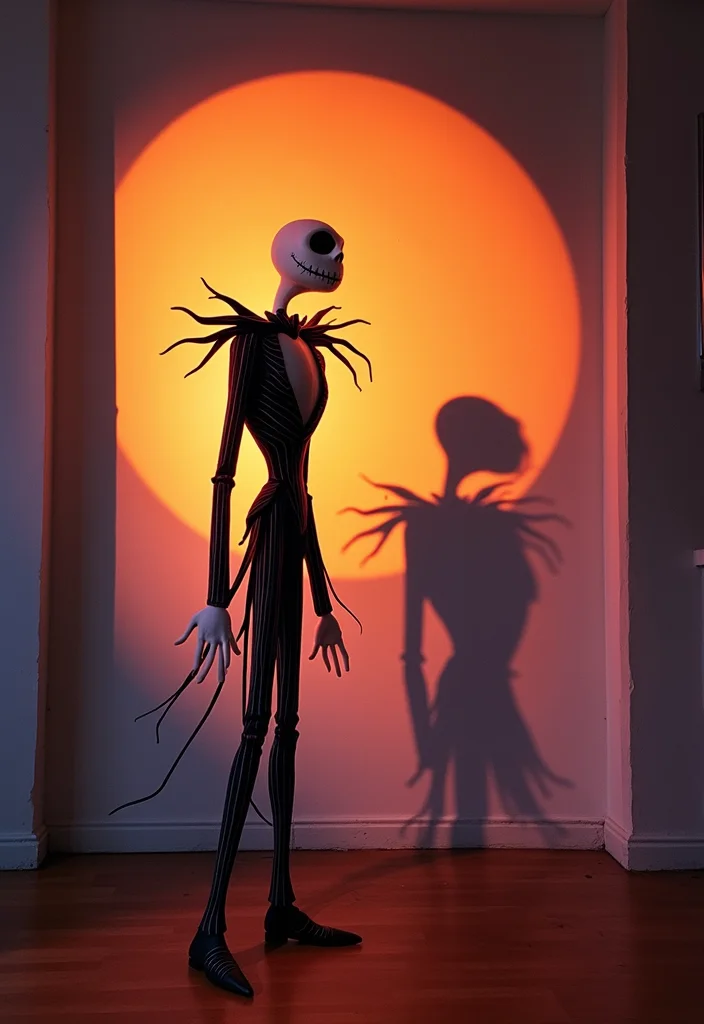 Nightmare Before Christmas DIY Decor: A Spooky Holiday Guide with 19 Fun Inspirations - 14. Jack Skellington Shadow Art