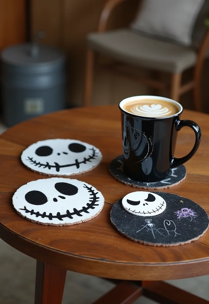 Nightmare Before Christmas DIY Decor: A Spooky Holiday Guide with 19 Fun Inspirations - 15. DIY Nightmare Before Christmas Coasters
