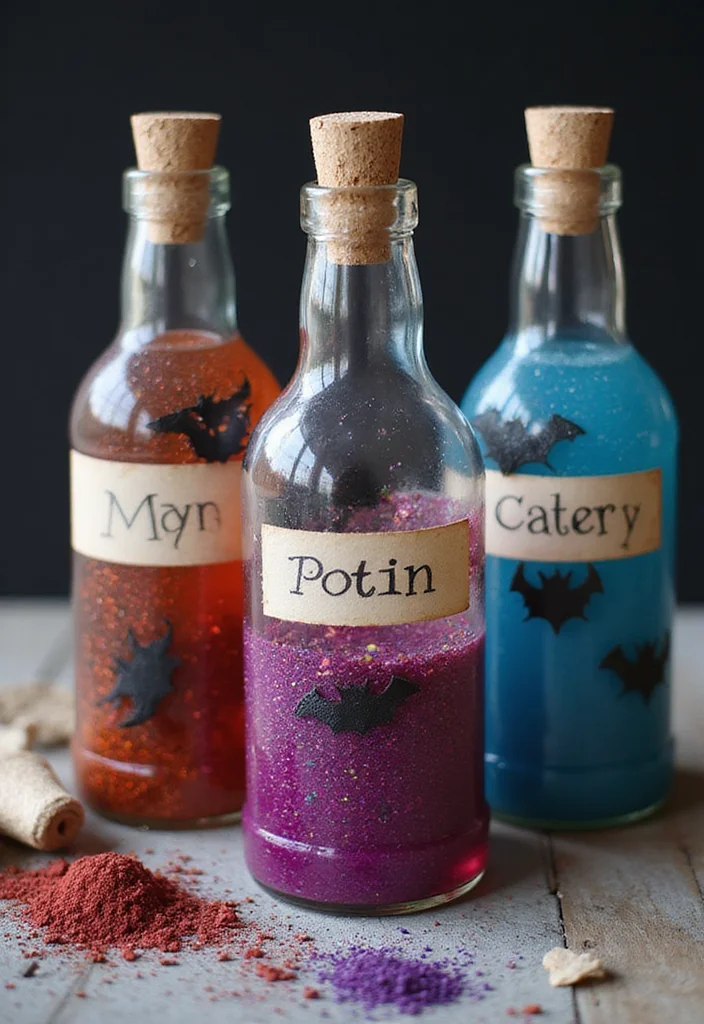 Nightmare Before Christmas DIY Decor: A Spooky Holiday Guide with 19 Fun Inspirations - 16. Witch’s Brew Potion Bottles