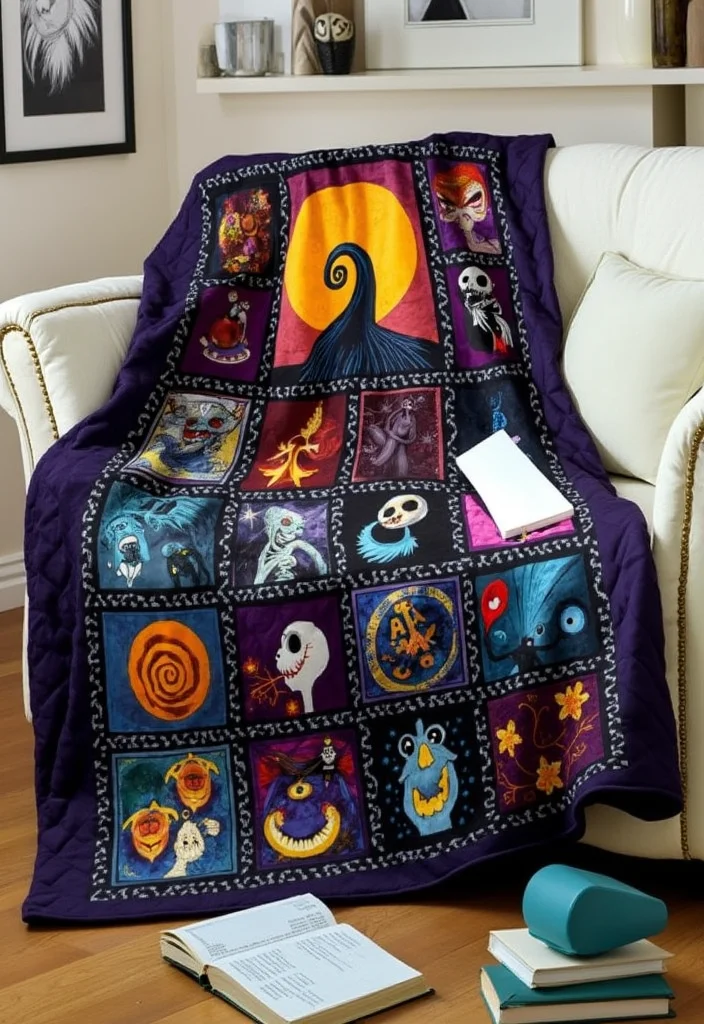 Nightmare Before Christmas DIY Decor: A Spooky Holiday Guide with 19 Fun Inspirations - 18. Nightmare Before Christmas Quilt