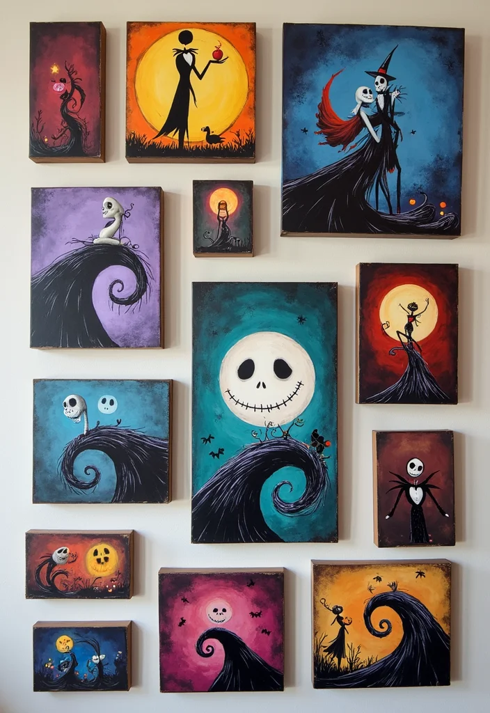 Nightmare Before Christmas DIY Decor: A Spooky Holiday Guide with 19 Fun Inspirations - 19. DIY Spooky Wall Art