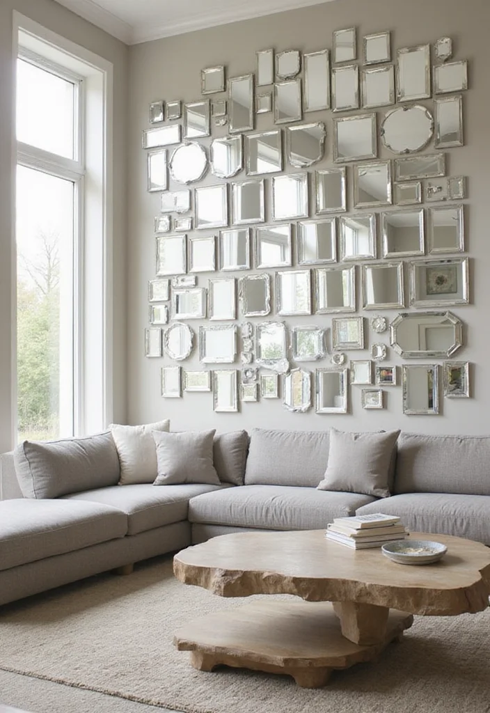 Square Mirror Wall Decor DIY: A Modern Home Guide with 20 Sleek Styling Concepts - 11. Accent Wall of Mirrors