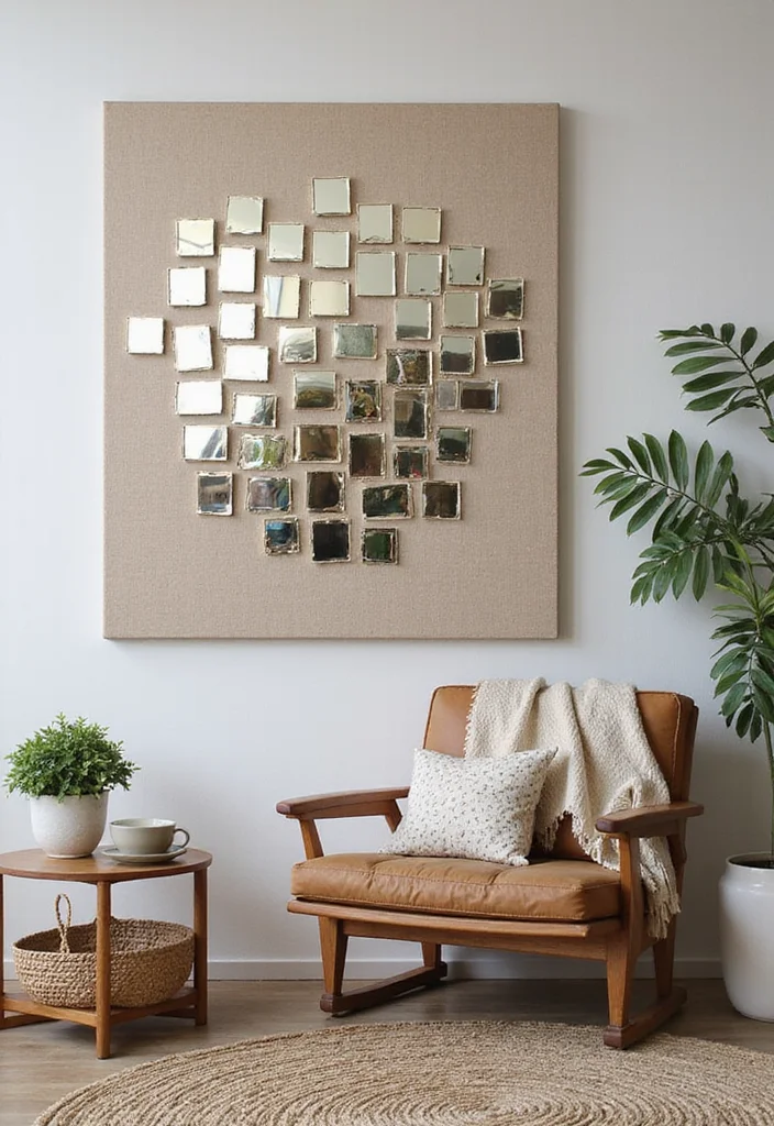 Square Mirror Wall Decor DIY: A Modern Home Guide with 20 Sleek Styling Concepts - 15. Mirror Art Piece