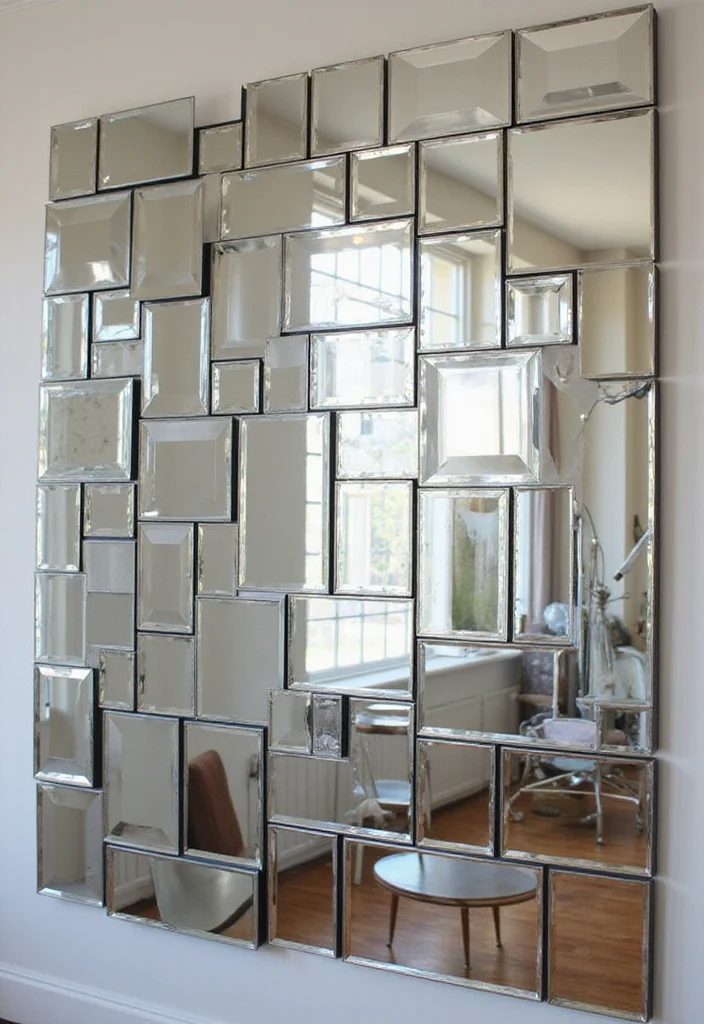 Square Mirror Wall Decor DIY: A Modern Home Guide with 20 Sleek Styling Concepts - 19. Mirror Art Installation