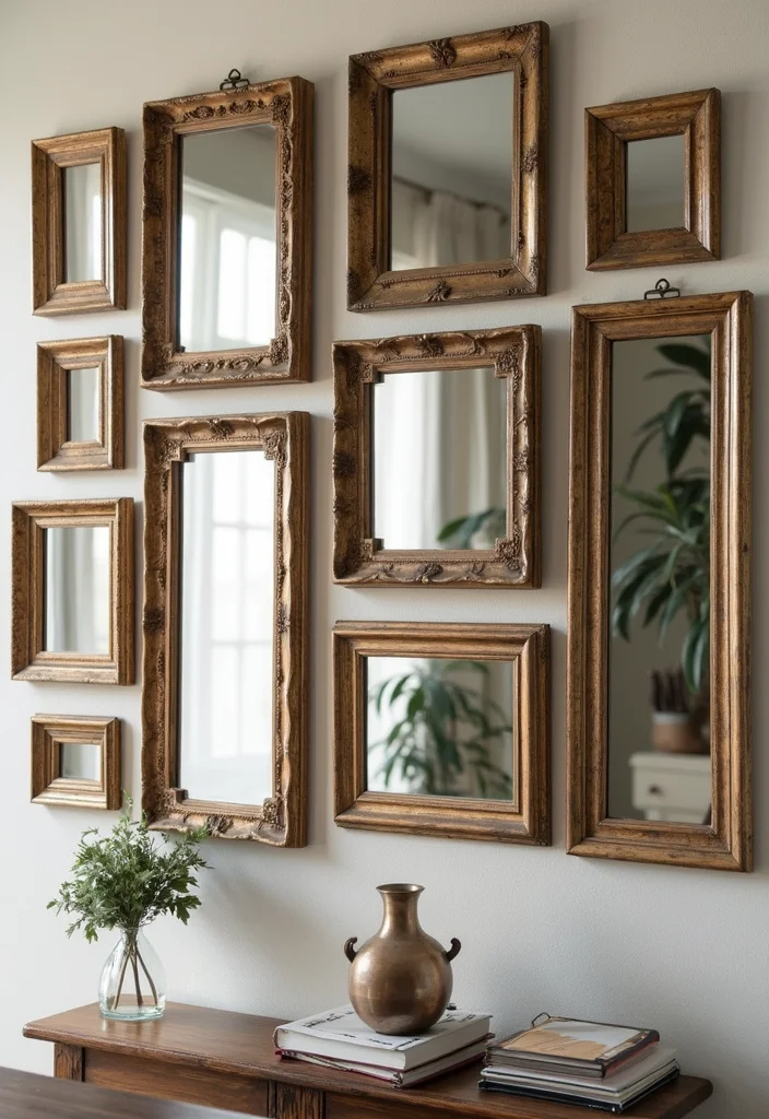 Square Mirror Wall Decor DIY: A Modern Home Guide with 20 Sleek Styling Concepts - 2. Framed Mirror Collage