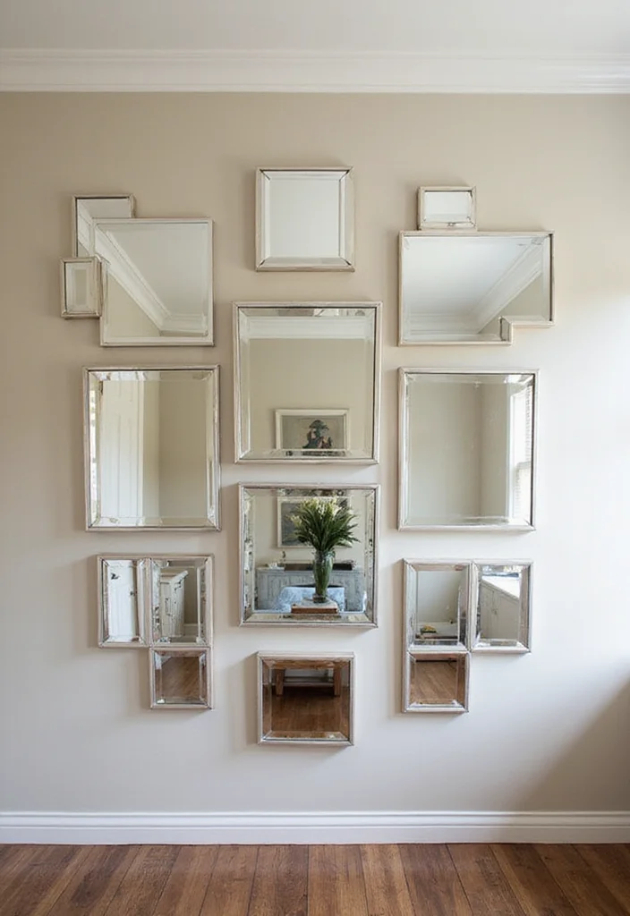Square Mirror Wall Decor DIY: A Modern Home Guide with 20 Sleek Styling Concepts - 6. Layered Mirror Designs