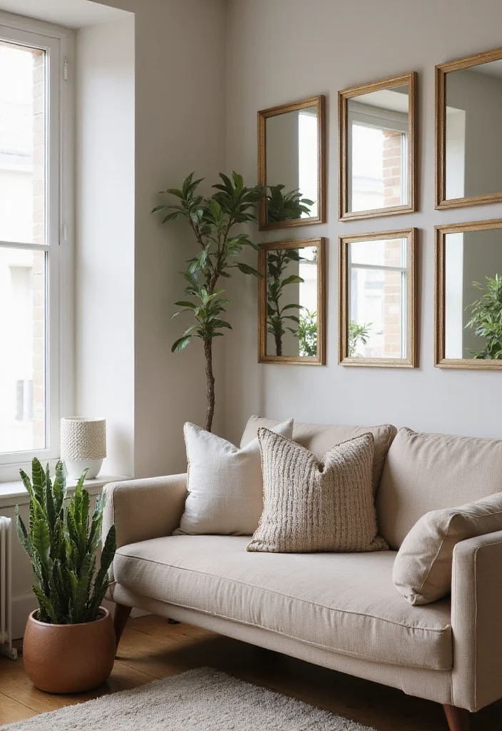 Square Mirror Wall Decor DIY: A Modern Home Guide with 20 Sleek Styling Concepts - 8. Reflective Corner Accents