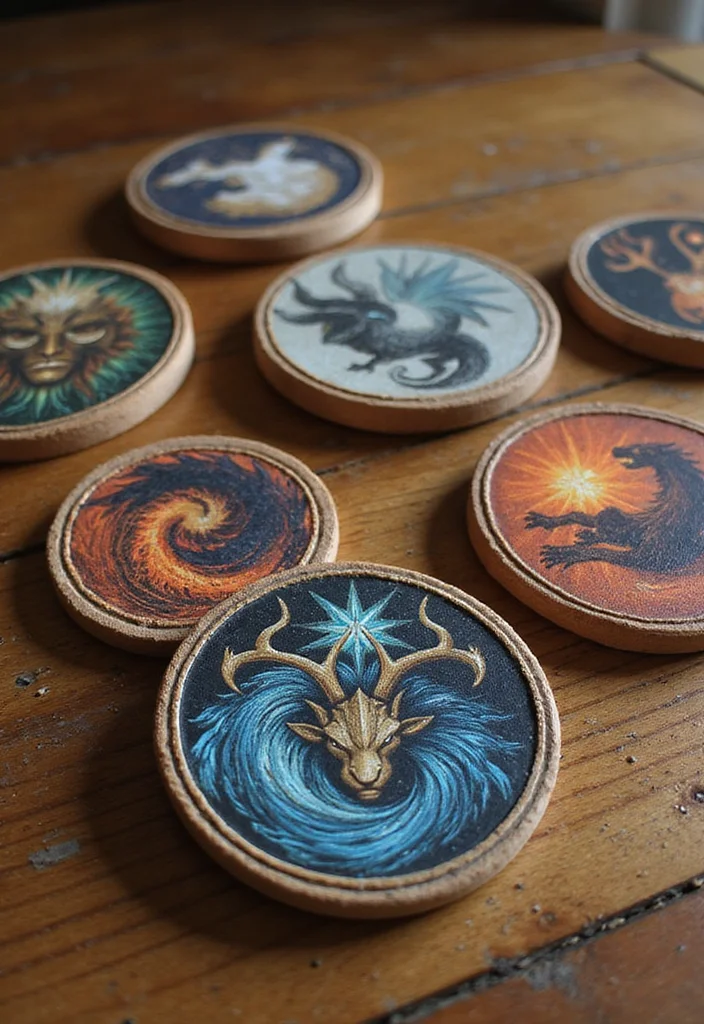 Therian Room Decor Ideas DIY: A Unique & Mythical Guide with 17 Styling Concepts - 16. Magical Themed Coasters
