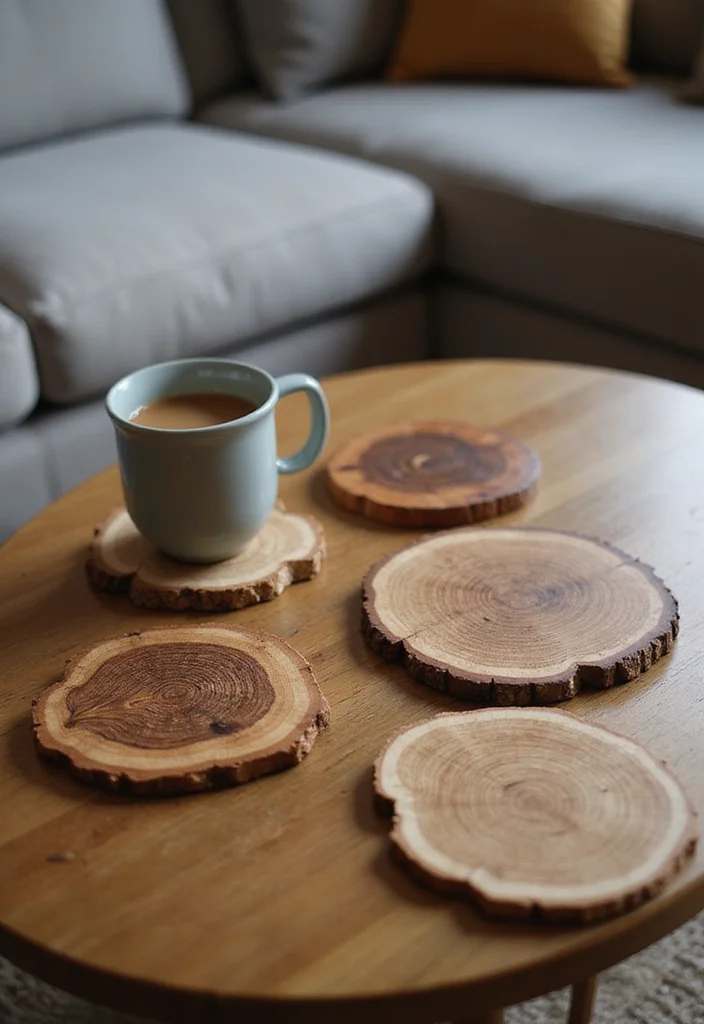 Unique DIY Home Decor Ideas: A Creative Guide with 17 Artistic Inspirations - 13. Customized Wooden Coasters