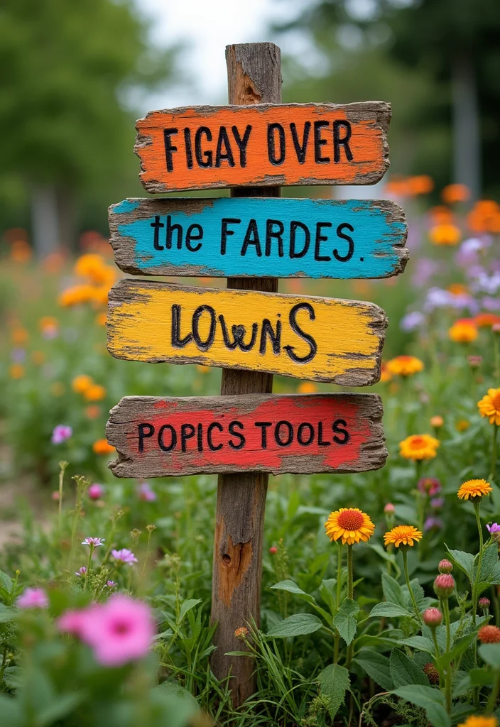 Unique DIY Home Decor Ideas: A Creative Guide with 17 Artistic Inspirations - 14. Whimsical Garden Signage