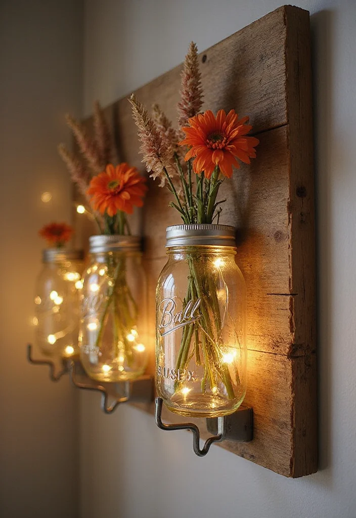 Unique DIY Home Decor Ideas: A Creative Guide with 17 Artistic Inspirations - 2. Mason Jar Wall Art