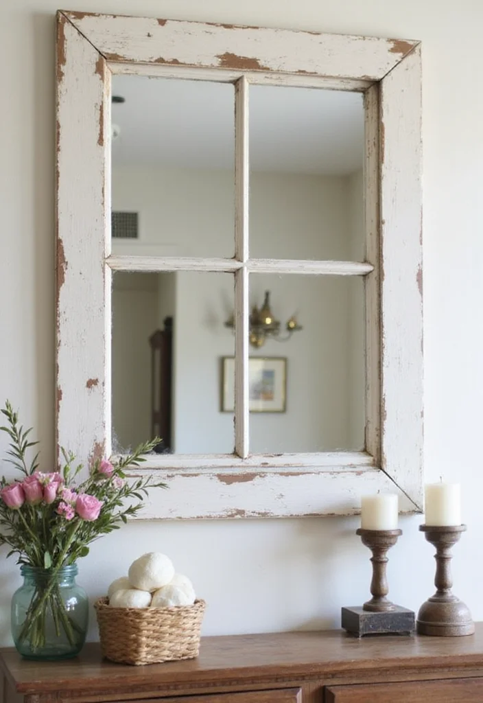Unique DIY Home Decor Ideas: A Creative Guide with 17 Artistic Inspirations - 3. Upcycled Window Frame Mirrors