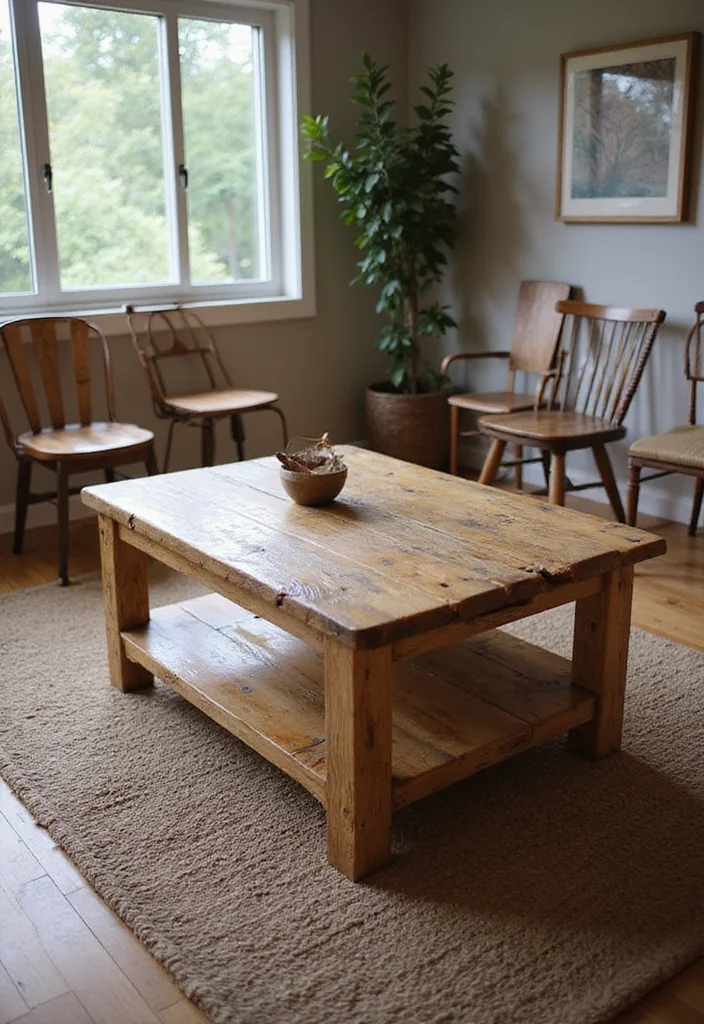 Unique DIY Home Decor Ideas: A Creative Guide with 17 Artistic Inspirations - 6. Reclaimed Wood Coffee Table