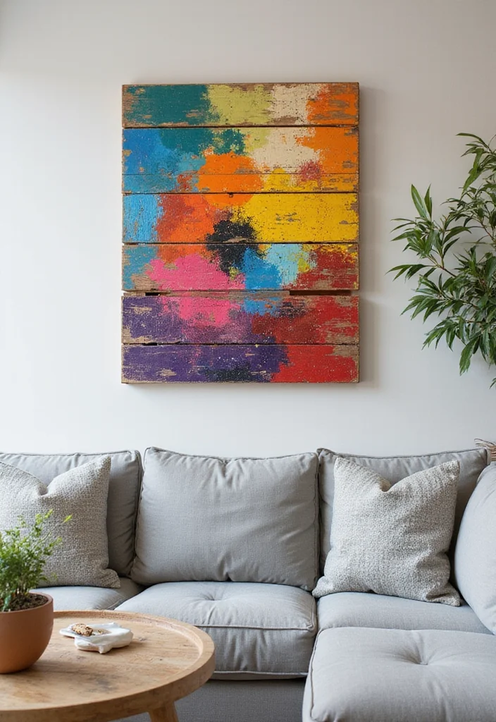 Unique DIY Home Decor Ideas: A Creative Guide with 17 Artistic Inspirations - 7. Colorful Pallet Wall Art