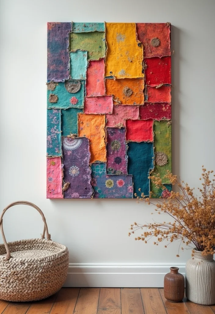 Wall Decor Bedroom DIY Creative: A Stylish Guide with 20 Unique Concepts - 13. Fabric Scrap Collage