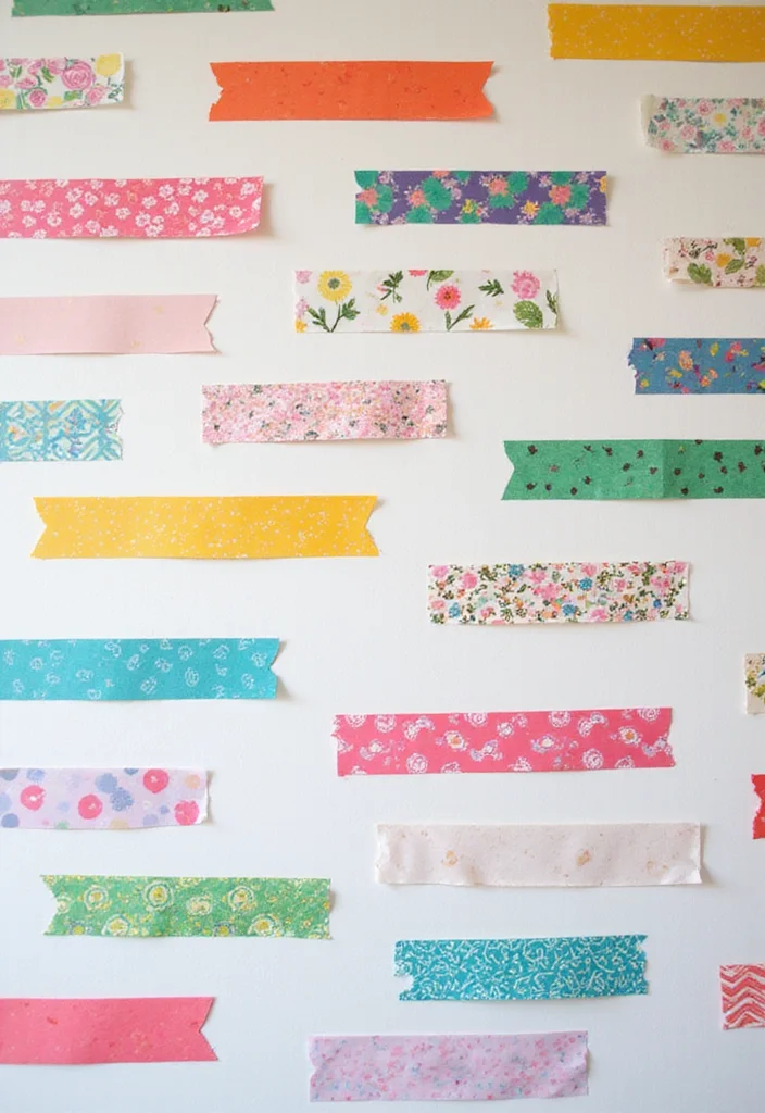 Wall Decor Bedroom DIY Creative: A Stylish Guide with 20 Unique Concepts - 15. Colorful Washi Tape Art