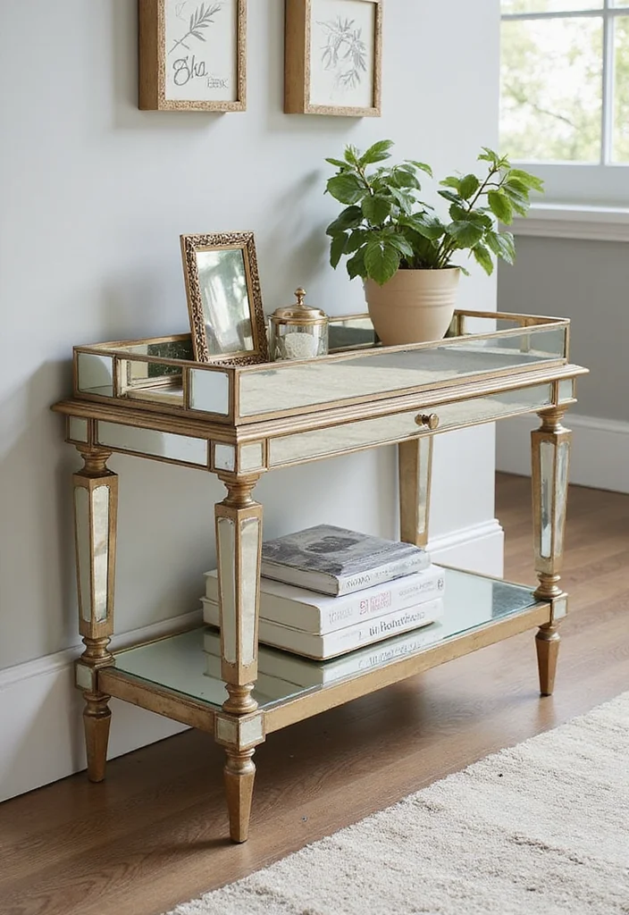 Walmart Mirror Wall Decor DIY: A Sleek Modern Guide with 20 Stylish Inspirations - 11. Mirrored Tray Table