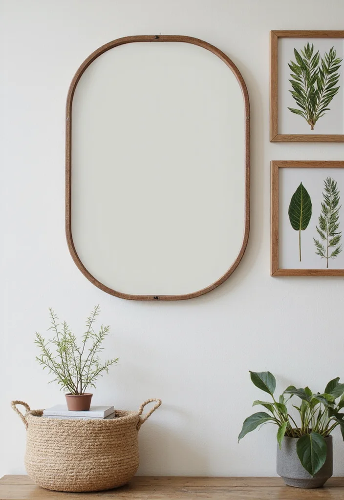 Walmart Mirror Wall Decor DIY: A Sleek Modern Guide with 20 Stylish Inspirations - 14. Decorative Mirror with Botanical Prints