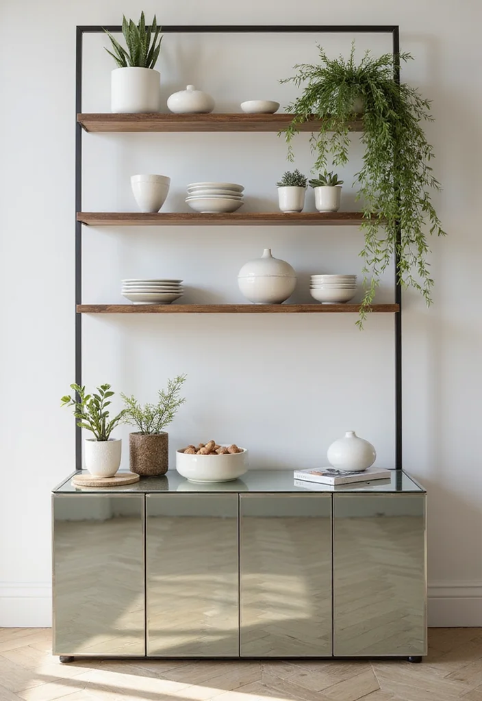 Walmart Mirror Wall Decor DIY: A Sleek Modern Guide with 20 Stylish Inspirations - 9. Mirrored Shelves Display